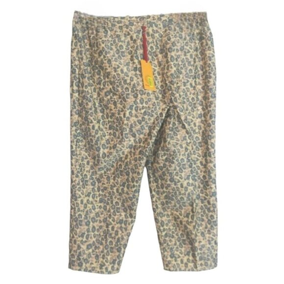 Ruby Rd Size 16 Pants Capris Womens Beige Blue Leopard Print Stretch - Picture 4 of 7